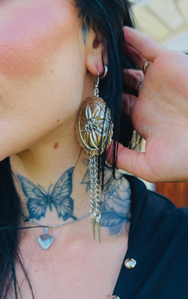 Outlaw Chain Concho Dangle Earrings