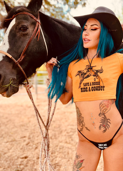 Save A Horse Ride A Cowboy Crop Top