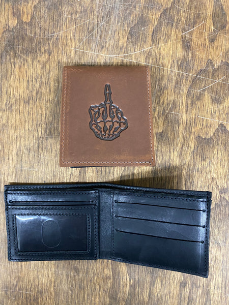 Middle Finger Bi-Fold Leather Wallet
