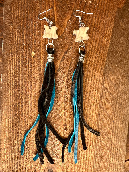 Snake Vertebrae Leather Fringe Earrings Look More Colors