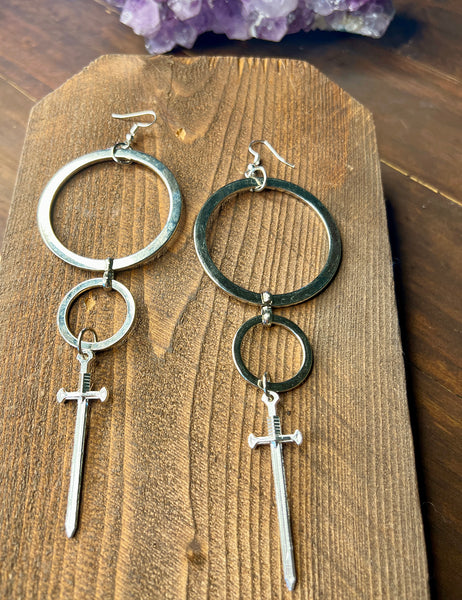 Double Hoop Sword earrings