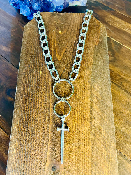 Double Hoop Sword Chain Necklace