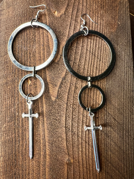 Double Hoop Sword earrings