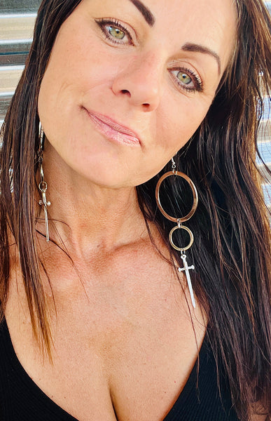Double Hoop Sword earrings