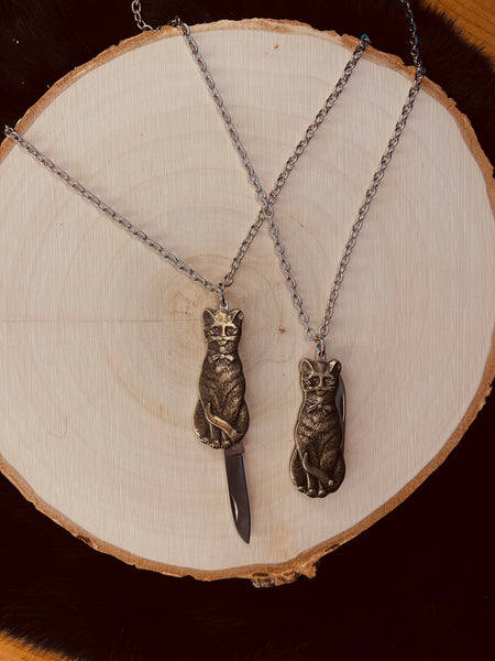 Cat Switchblade Necklaces