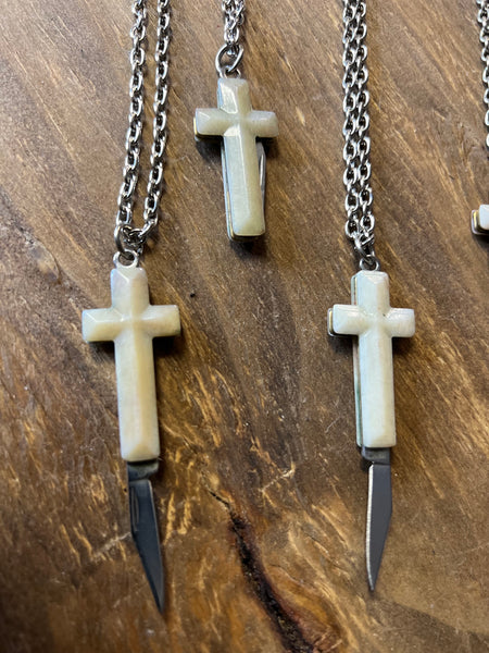Small Cross Switchblade Necklaces