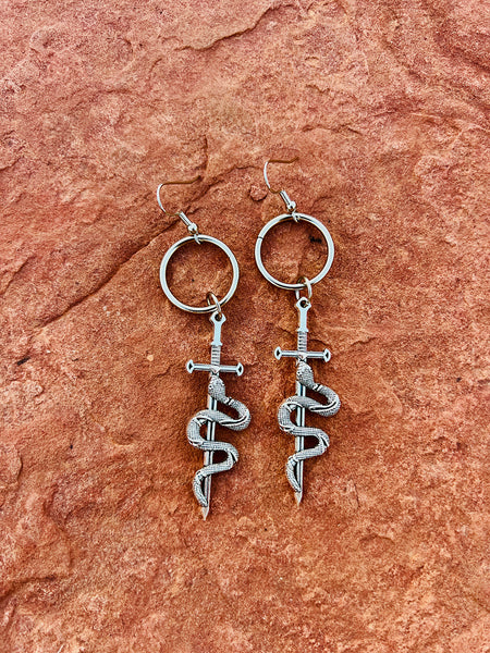 Snake Hoop Dangle Earrings