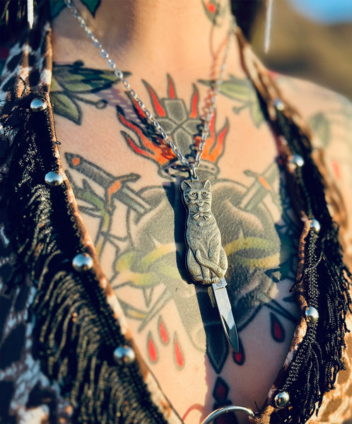 Cat Switchblade Necklaces
