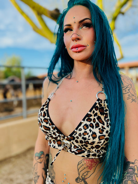Bettie Chain Studded Heart Concho Halter Top Look More Colors