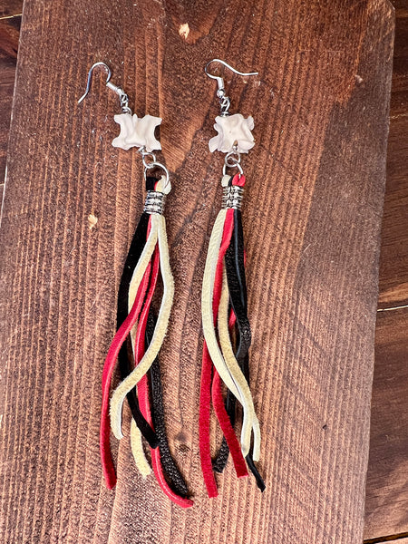 Snake Vertebrae Leather Fringe Earrings Look More Colors