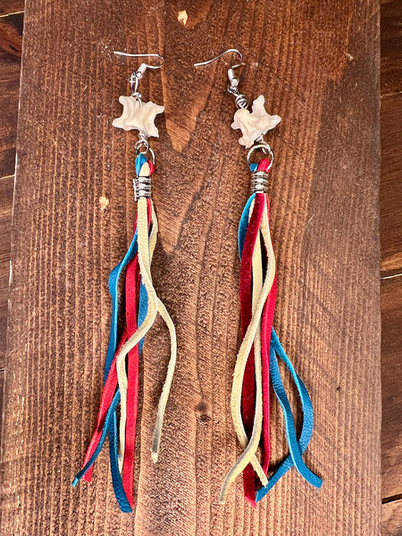 Snake Vertebrae Leather Fringe Earrings Look More Colors