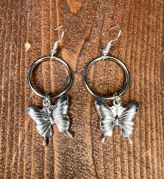 Small Hoop Earrings with Charm Look More Styles