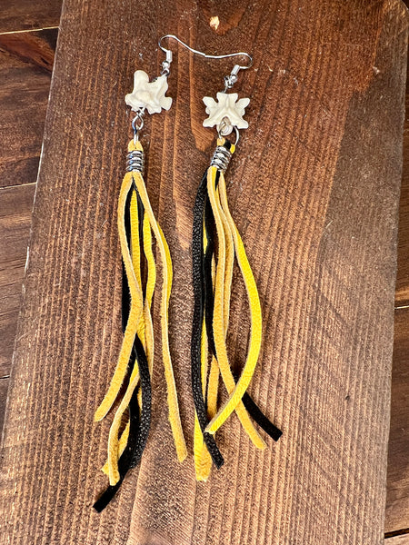 Snake Vertebrae Leather Fringe Earrings Look More Colors